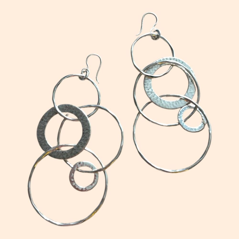 Ippolita Jumbo Hammered Jet Set Earrings Silver